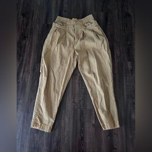 Free people gold pinstripe pleated pant. 4 button closure